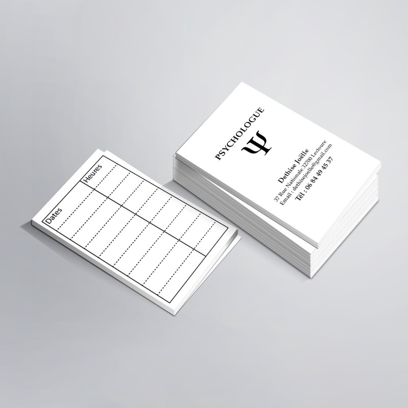 Cartes de RDV simples n°3 pour Psychologue