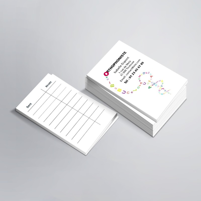 Cartes de rendez-vous imprimées pour Orthophonistes