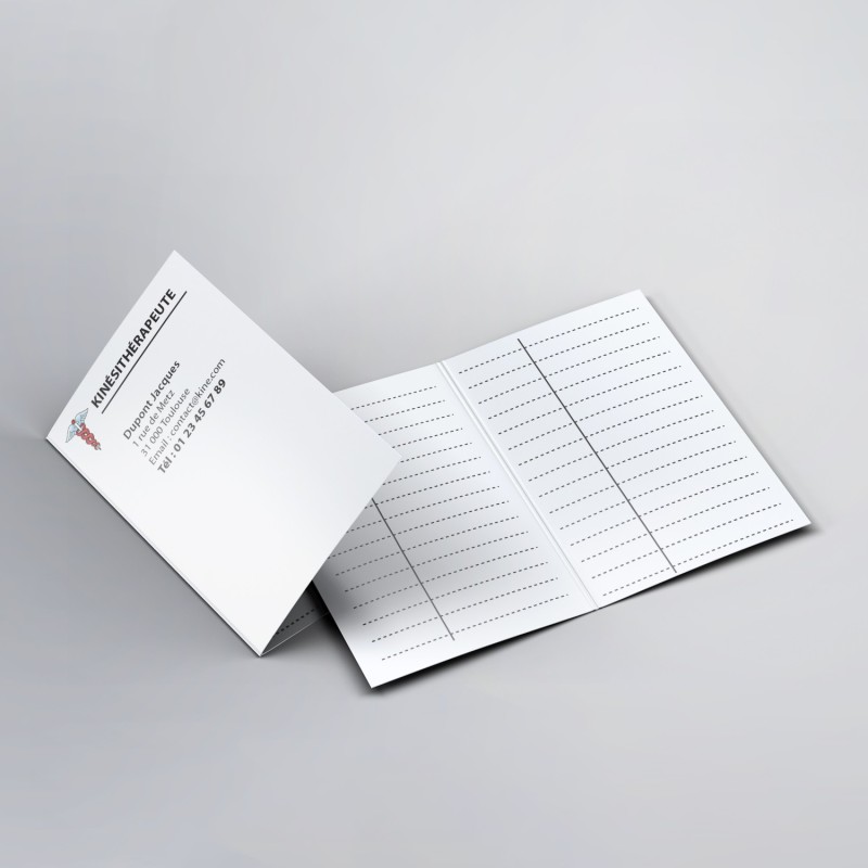 Carte RDV double pour kinésithérapeute