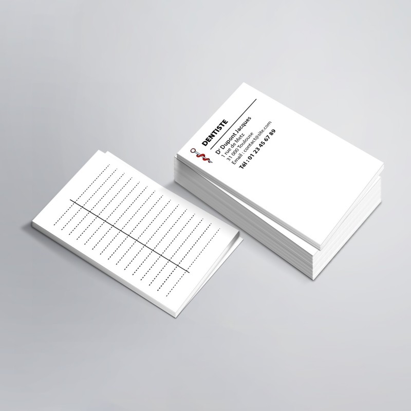 Cartes rendez-vous imprimées de Dentiste