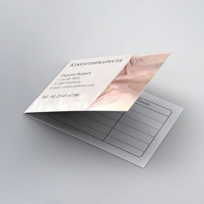 Carte de rendez-vous double pour les kinésithérapeutes