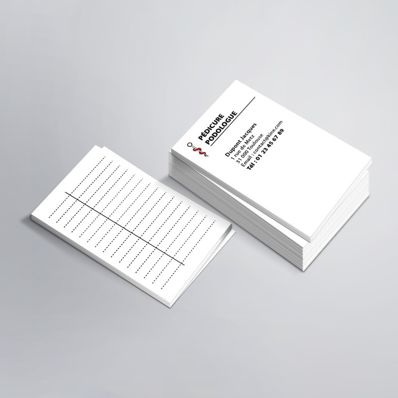 Cartes de RDV simples pédicures podologues