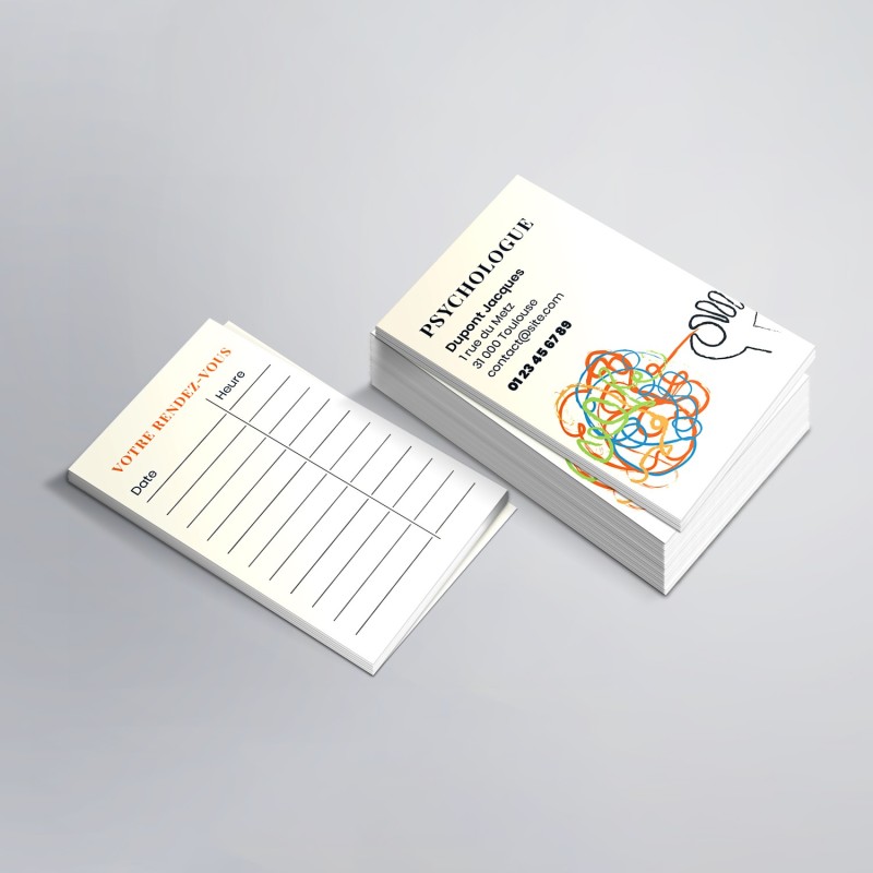 Cartes de RDV simples n°8 pour Psychologue