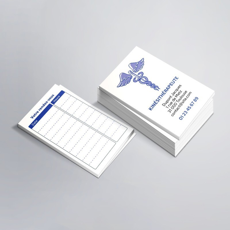 Cartes de RDV simples n°1 pour kiné