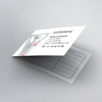 Modèle n°3 de nos cartes de rdv doubles pour Osthéo