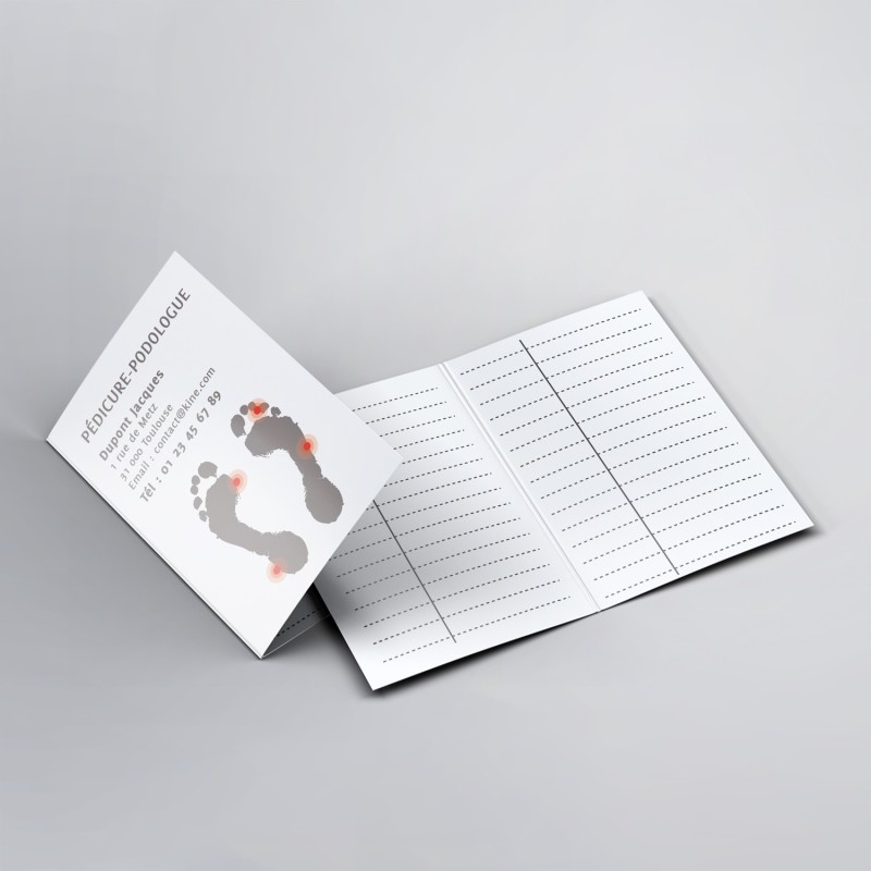 Cartes de Rendez-vous doubles pour les pedicures Podologues
